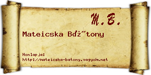 Mateicska Bátony névjegykártya